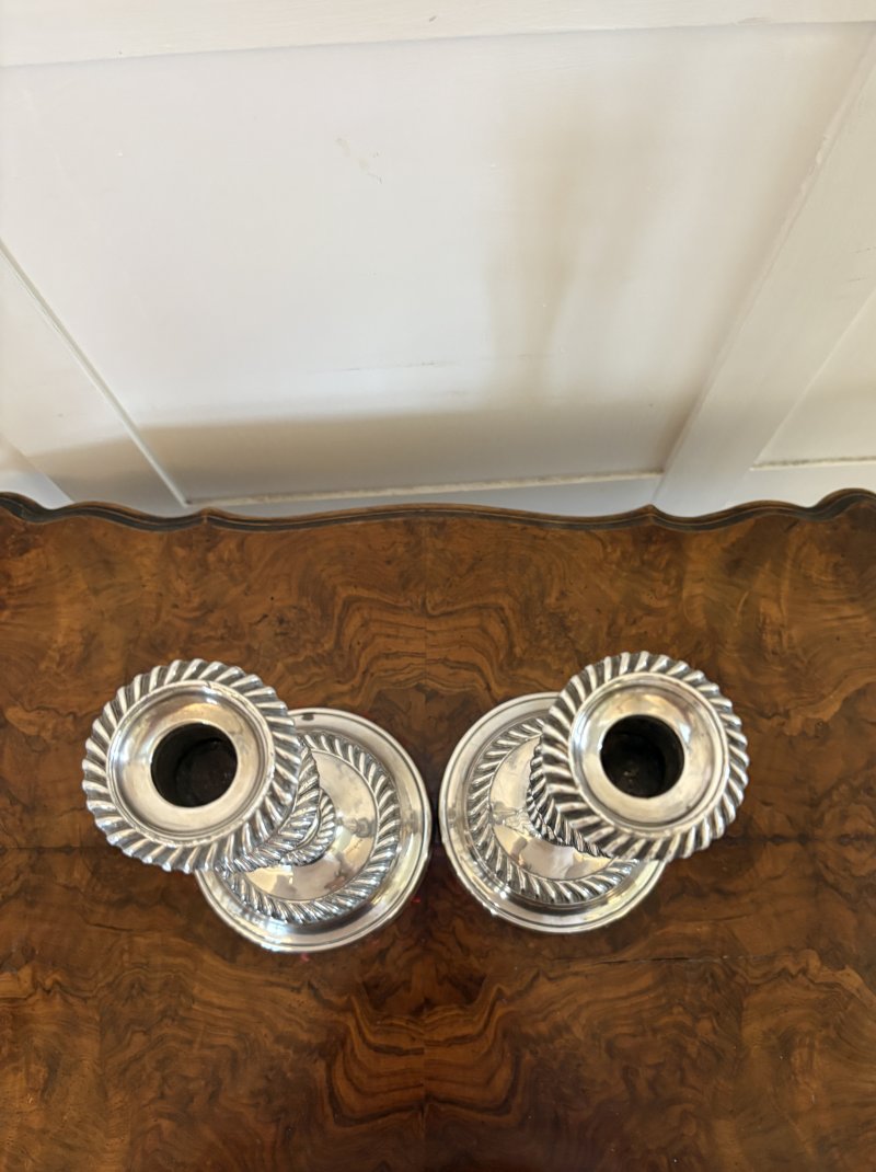 Quality Pair of Antique Victorian Silver Plated Candlesticks - Image 3